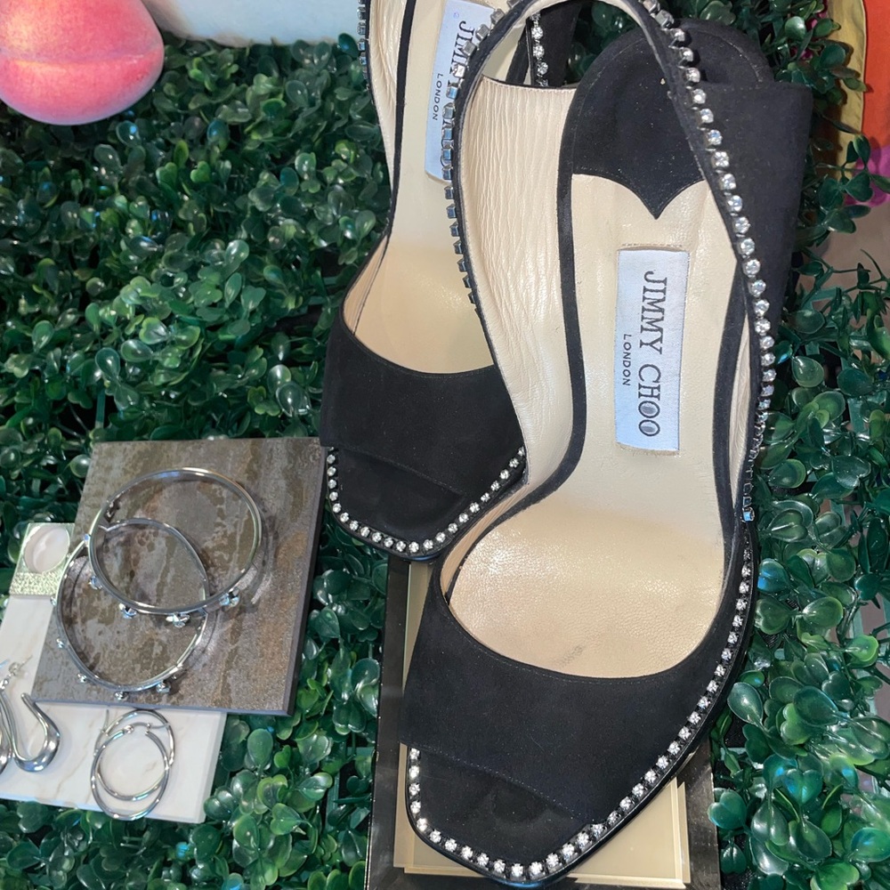 Jimmy Choo Black Crystal-Embellished Heels